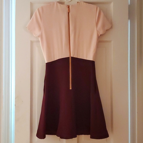 Ted Baker Adeline Pink Maroon Bow Scallop Dress - Picture 2 of 4